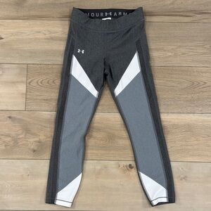 Under Armour Women’s Gray and White Compression Performance Colorblock Leggings
